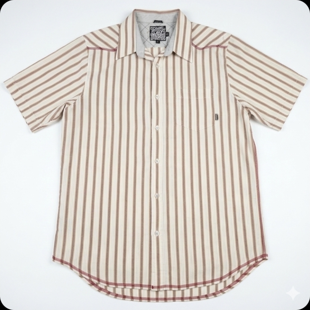 Billabong Men’s Slim Fit Striped Short Sleeve Button-Up. XL